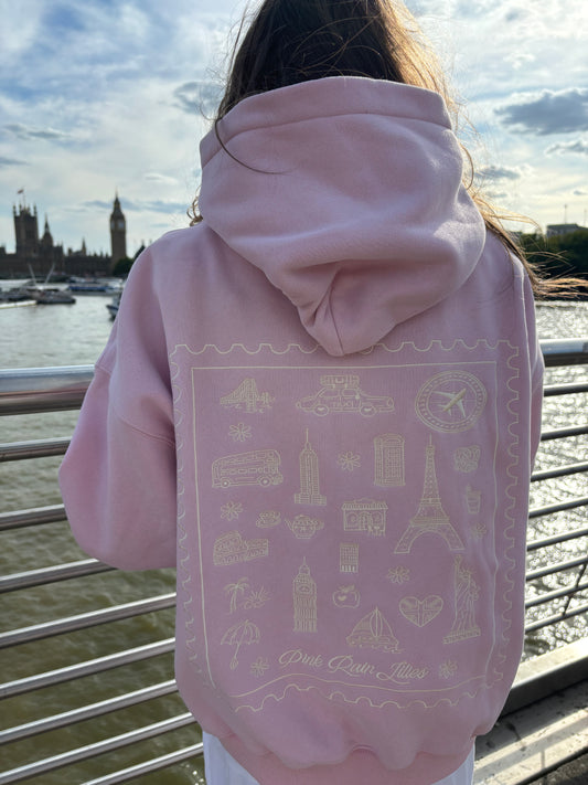 NEW Postcard hoodie in powder pink