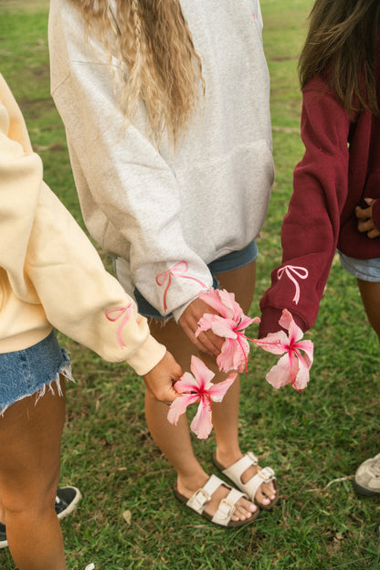 Bow & Blossom hoodie in lemon drop