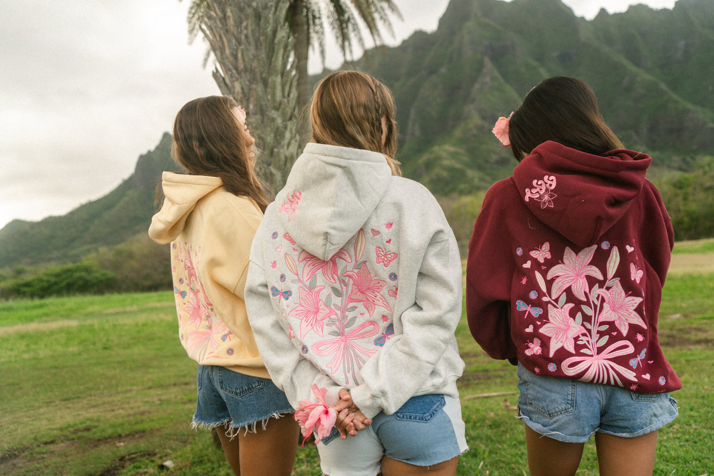 NEW Bow & Blossom hoodie in Cherry