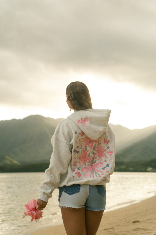 Bow & Blossom hoodie in Haze