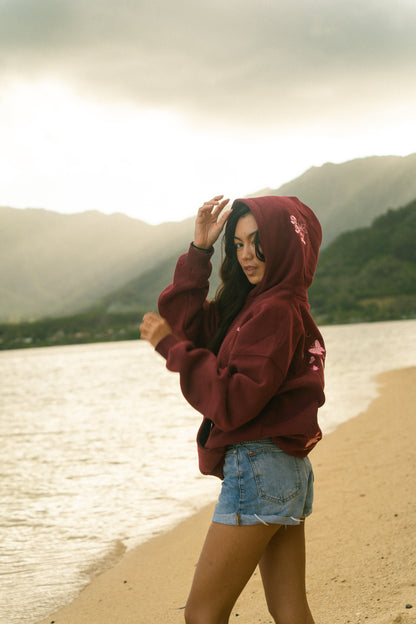 NEW Bow & Blossom hoodie in Cherry