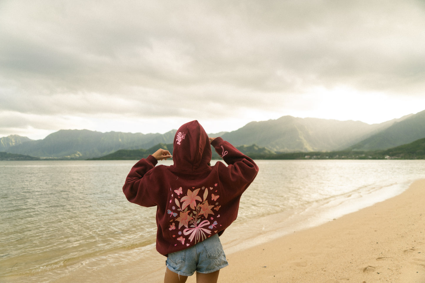NEW Bow & Blossom hoodie in Cherry
