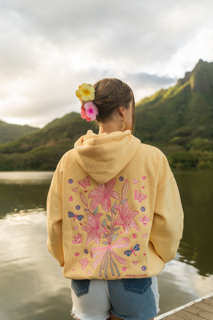 Bow & Blossom hoodie in lemon drop
