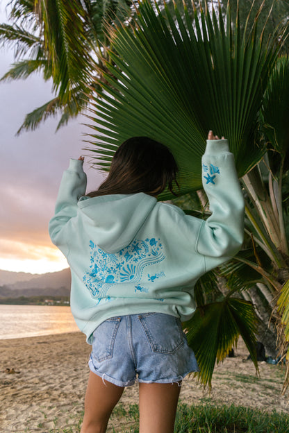 Shell Yeah! hoodie in sea glass