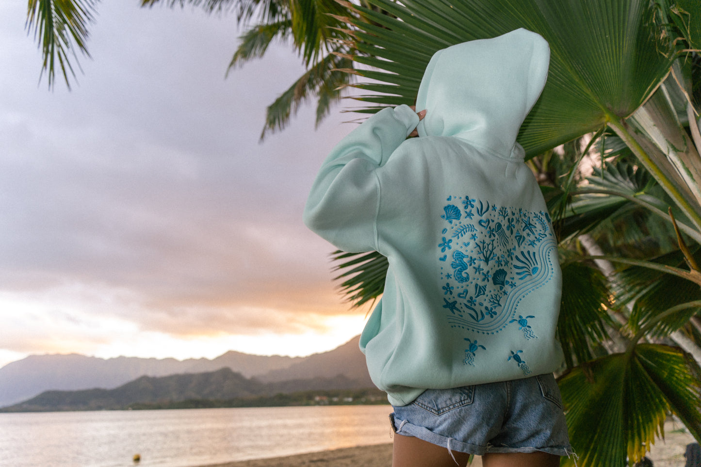 Shell Yeah! hoodie in sea glass