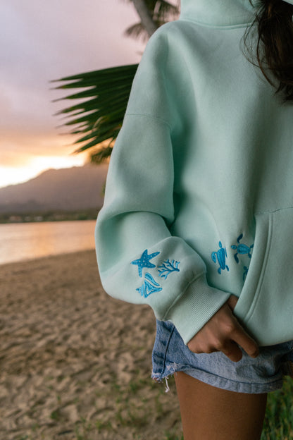 Shell Yeah! hoodie in sea glass