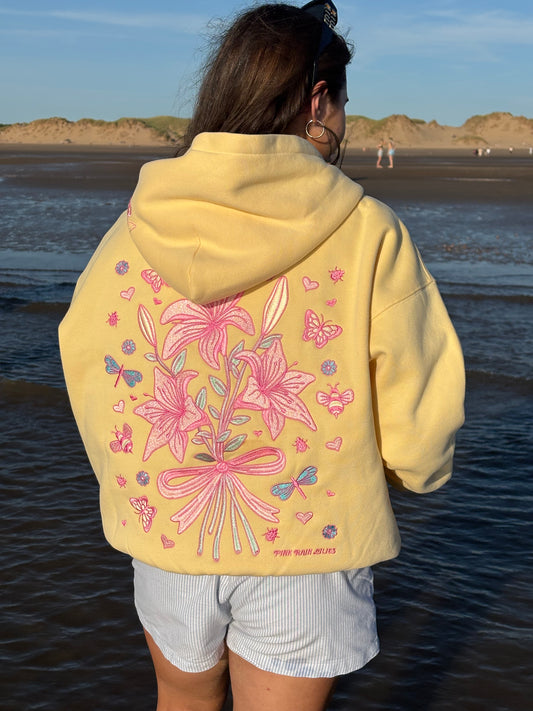 Bow & Blossom hoodie in Lemon Drop
