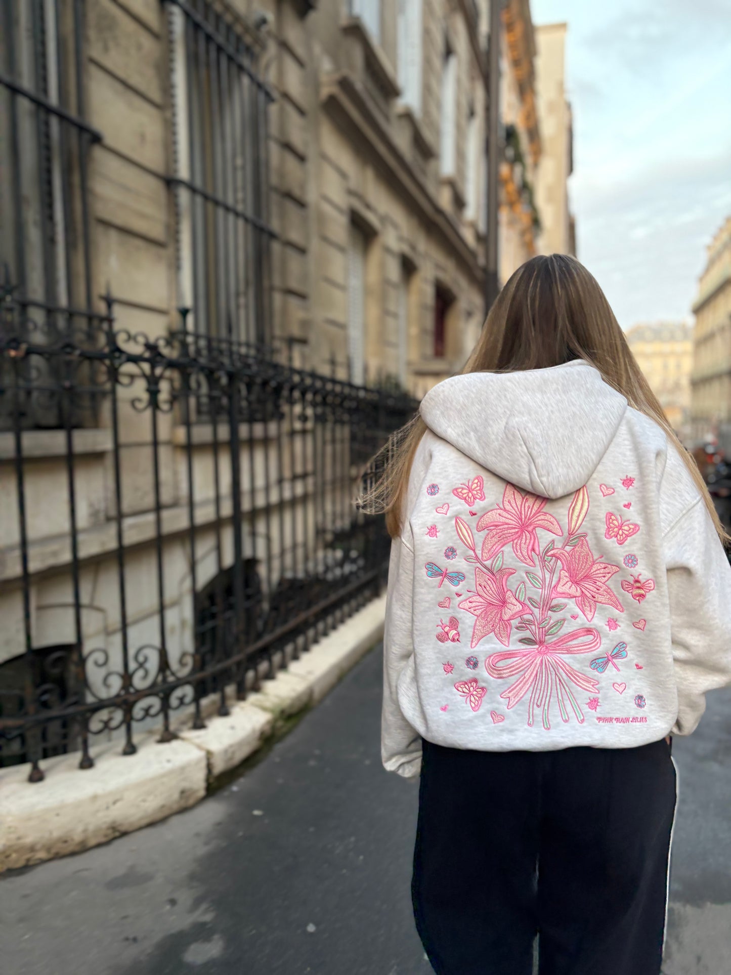 Bow & Blossom hoodie in Haze