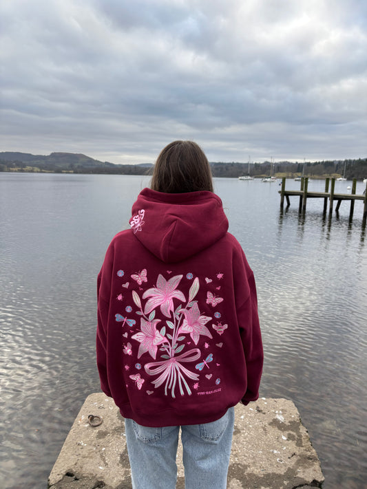 NEW Bow & Blossom hoodie in Cherry
